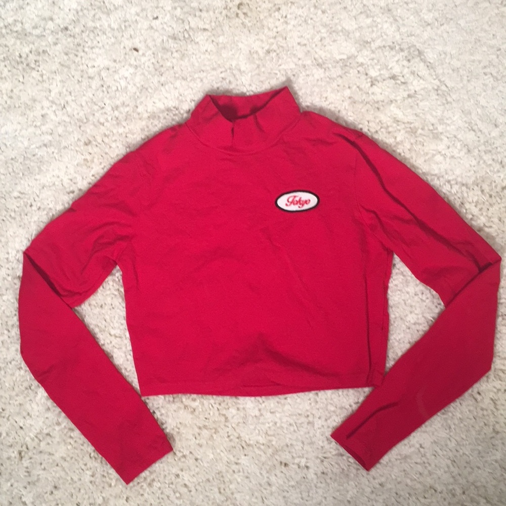 Red Tokyo Long Sleeve Crop Top